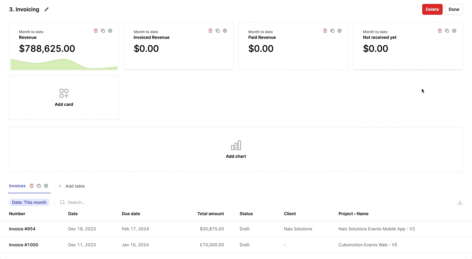 Chart type selection interface in dashboard editor