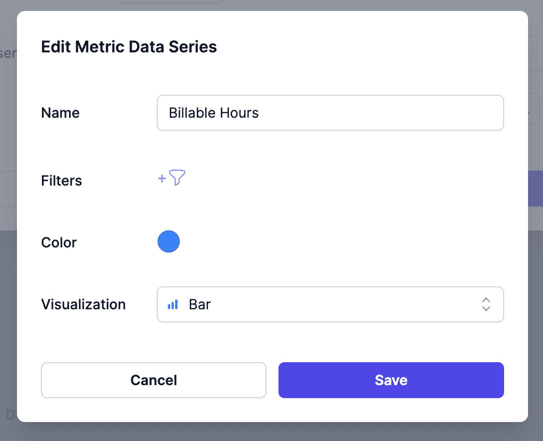 Data series configuration options in chart editor