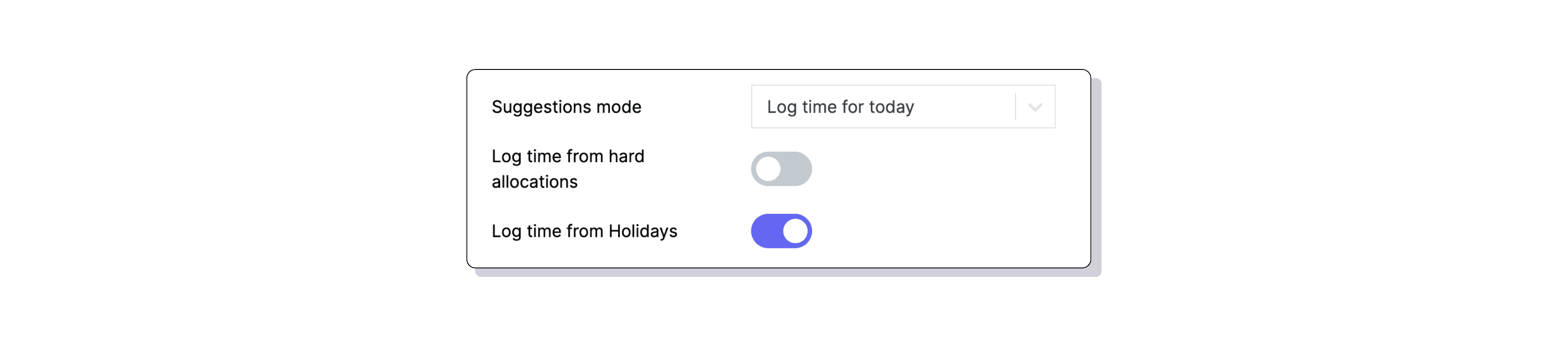 Log time from holidays toggle setting demonstration