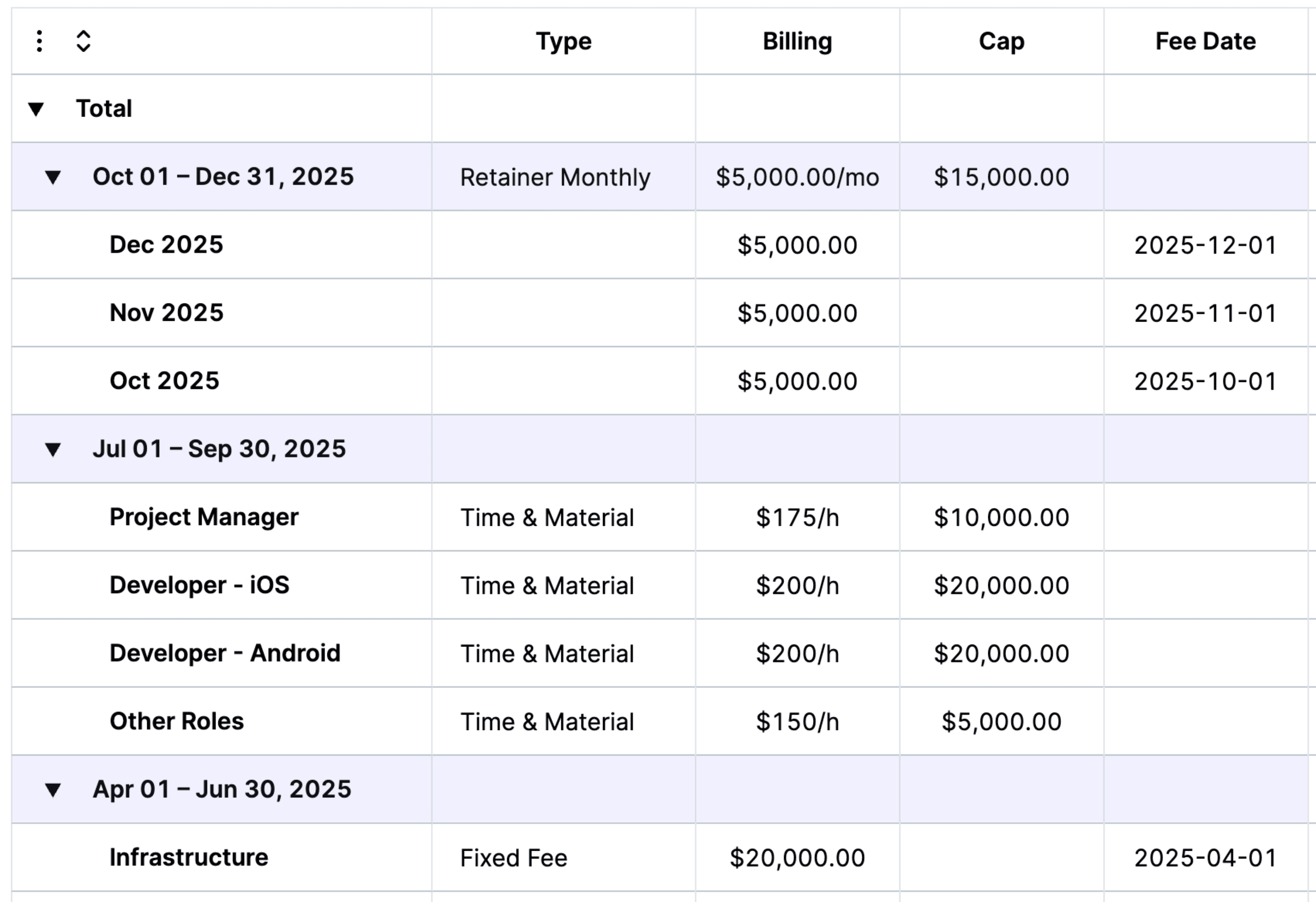 Image of Metric AI interface showing budget types